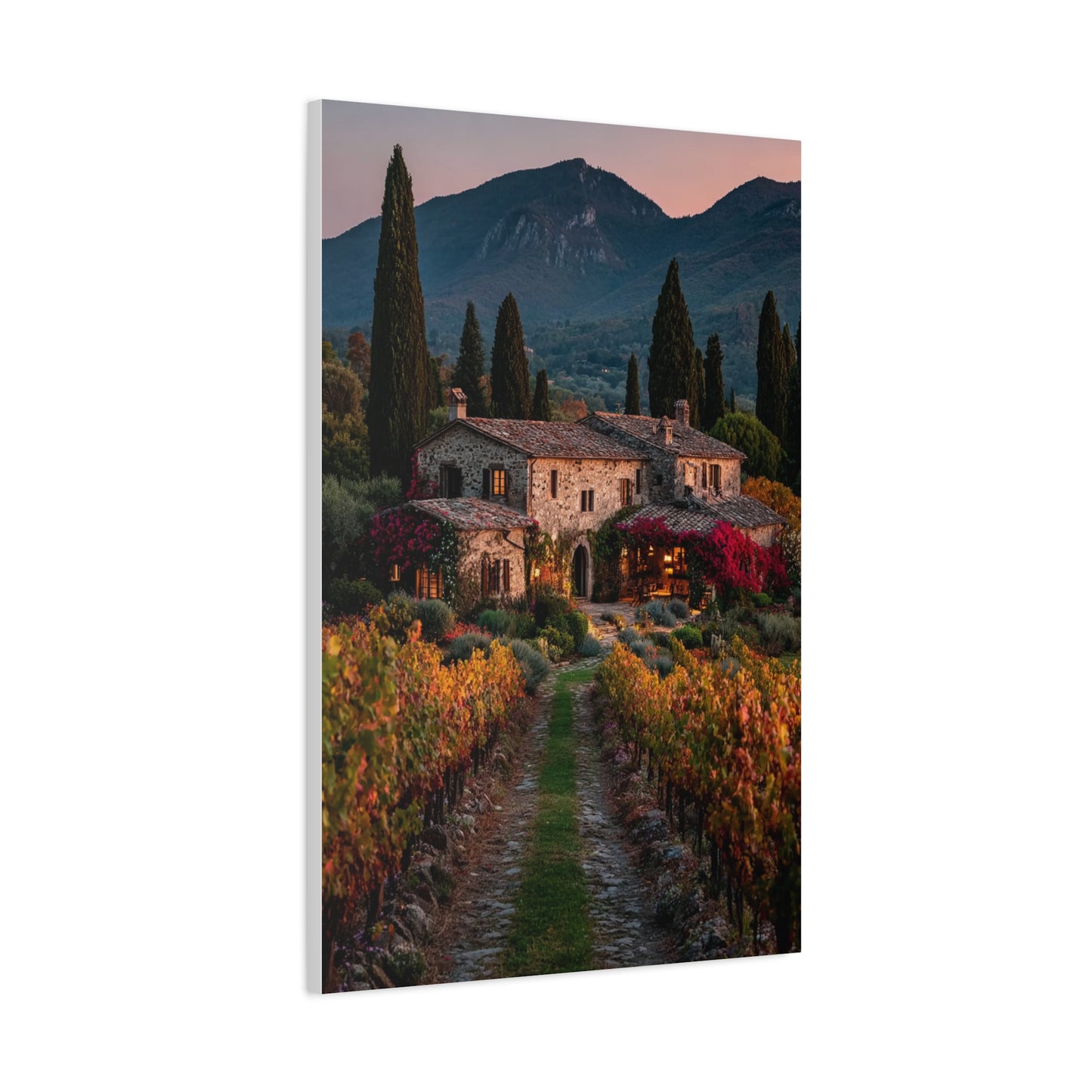 Tuscan Vineyard Autumn Villa Wall Art & Canvas Print