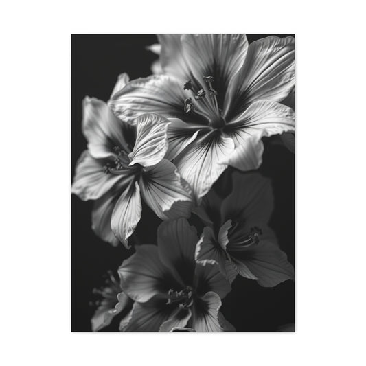 Noir & Blanc Floral Symphony Wall Art & Canvas Print