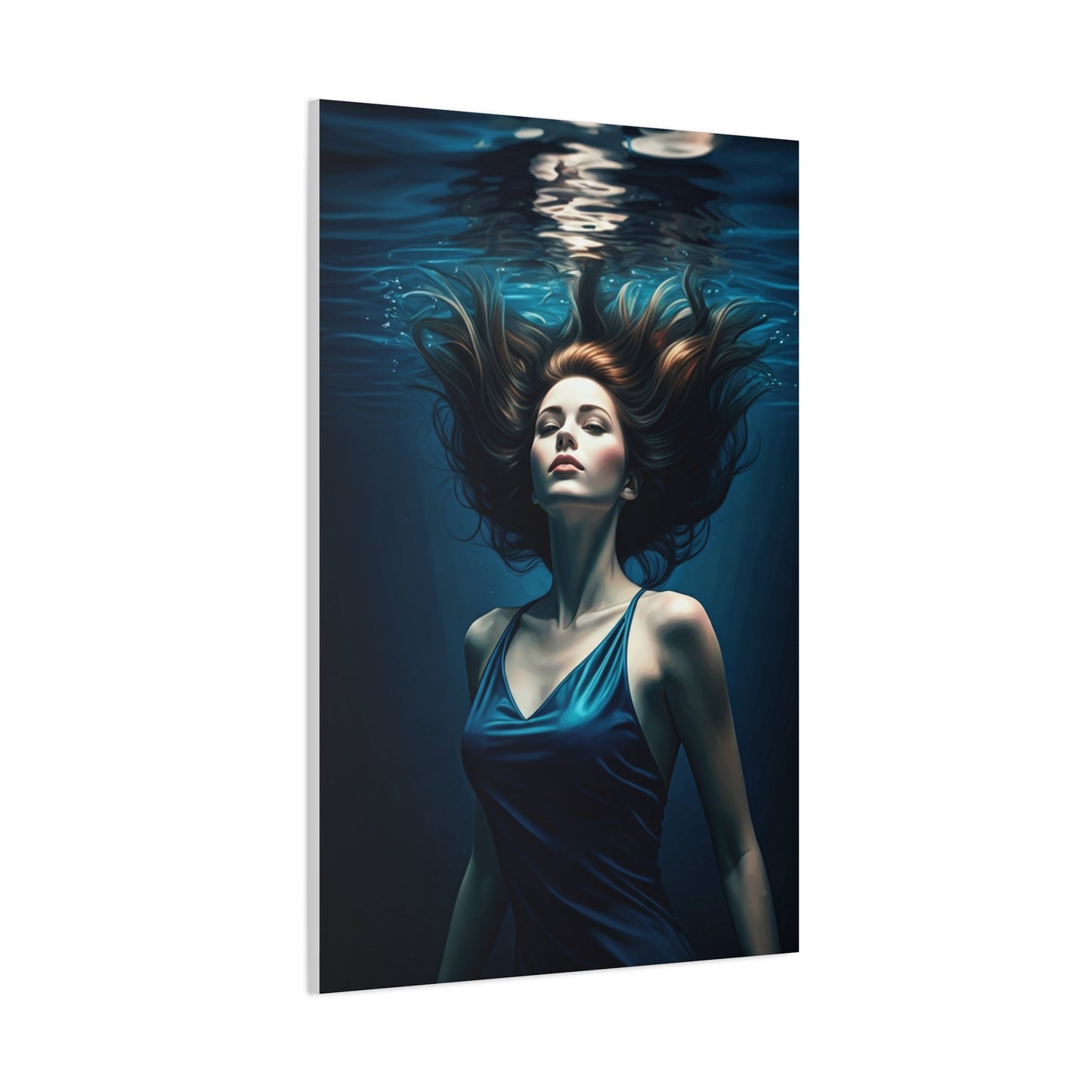 Submerged Serenity Blue Figure Wall Art & Canvas Prints