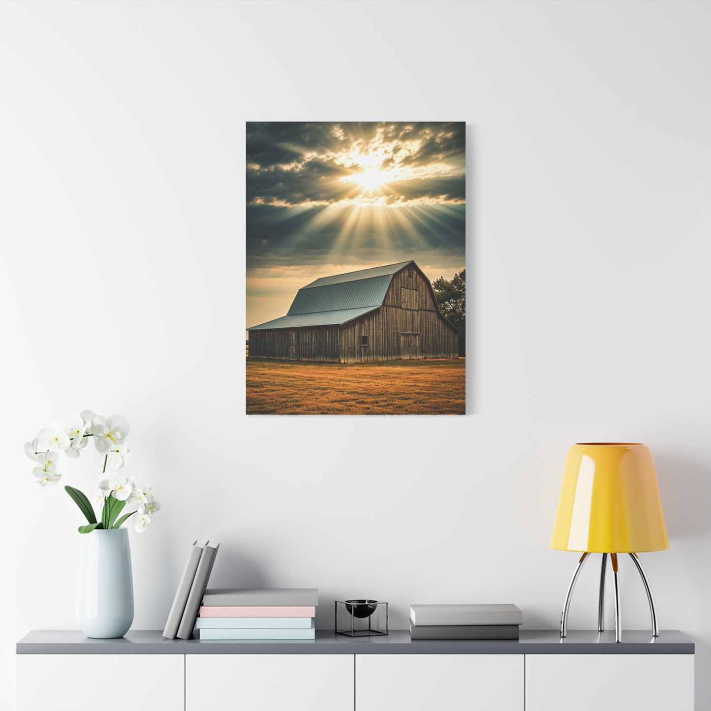 Sunbreak Over the Old Barn Wall Art & Canvas Prints