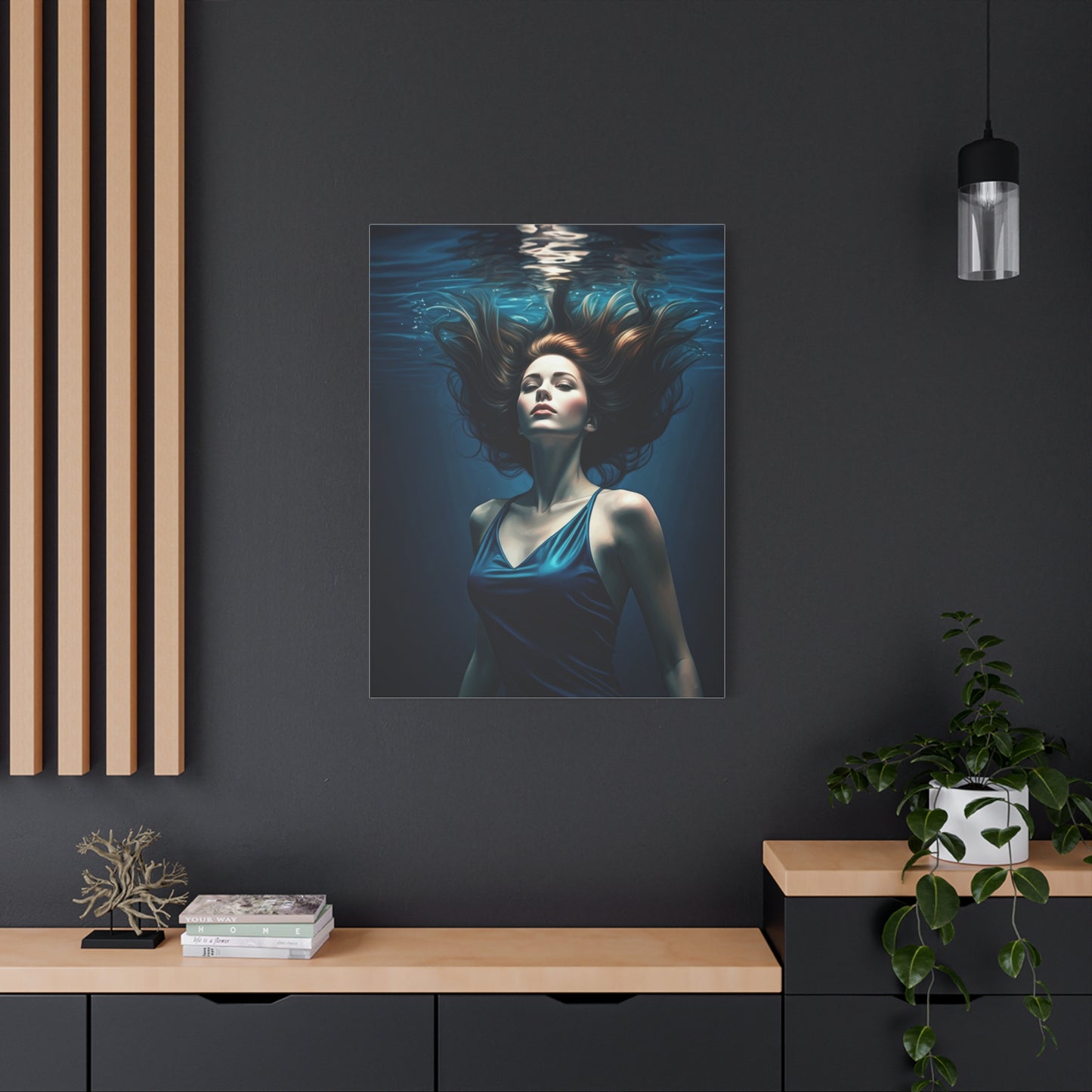 Submerged Serenity Blue Figure Wall Art & Canvas Prints