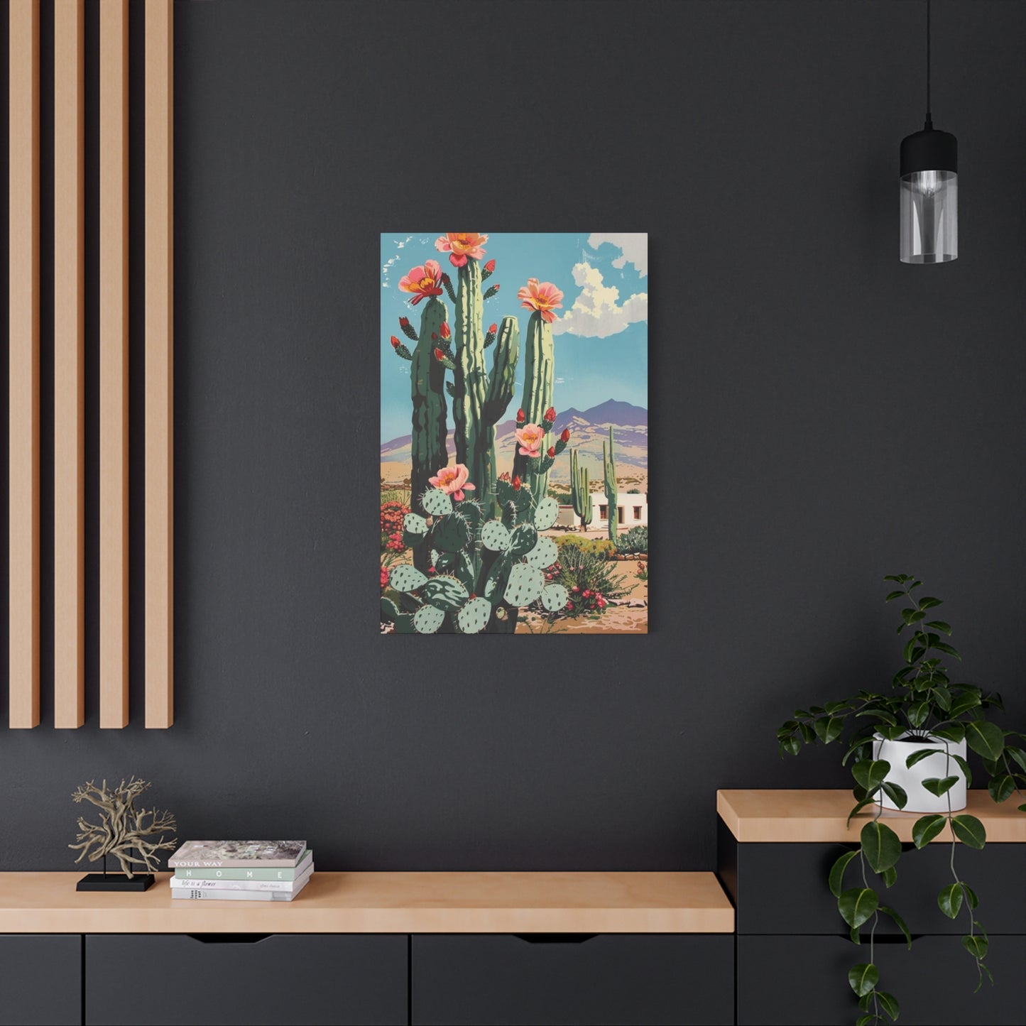 Flower Cactus In A Desert Wall Art & Canvas Prints