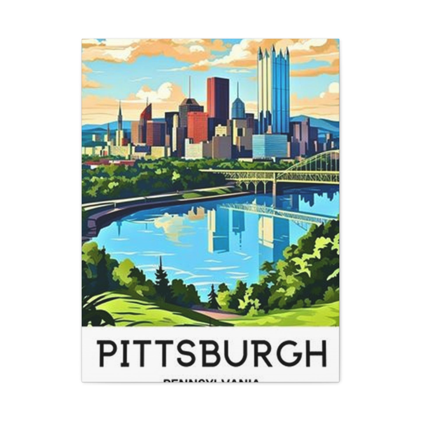 Sunny Sky Pittsburgh Poster Wall Art & Canvas Prints