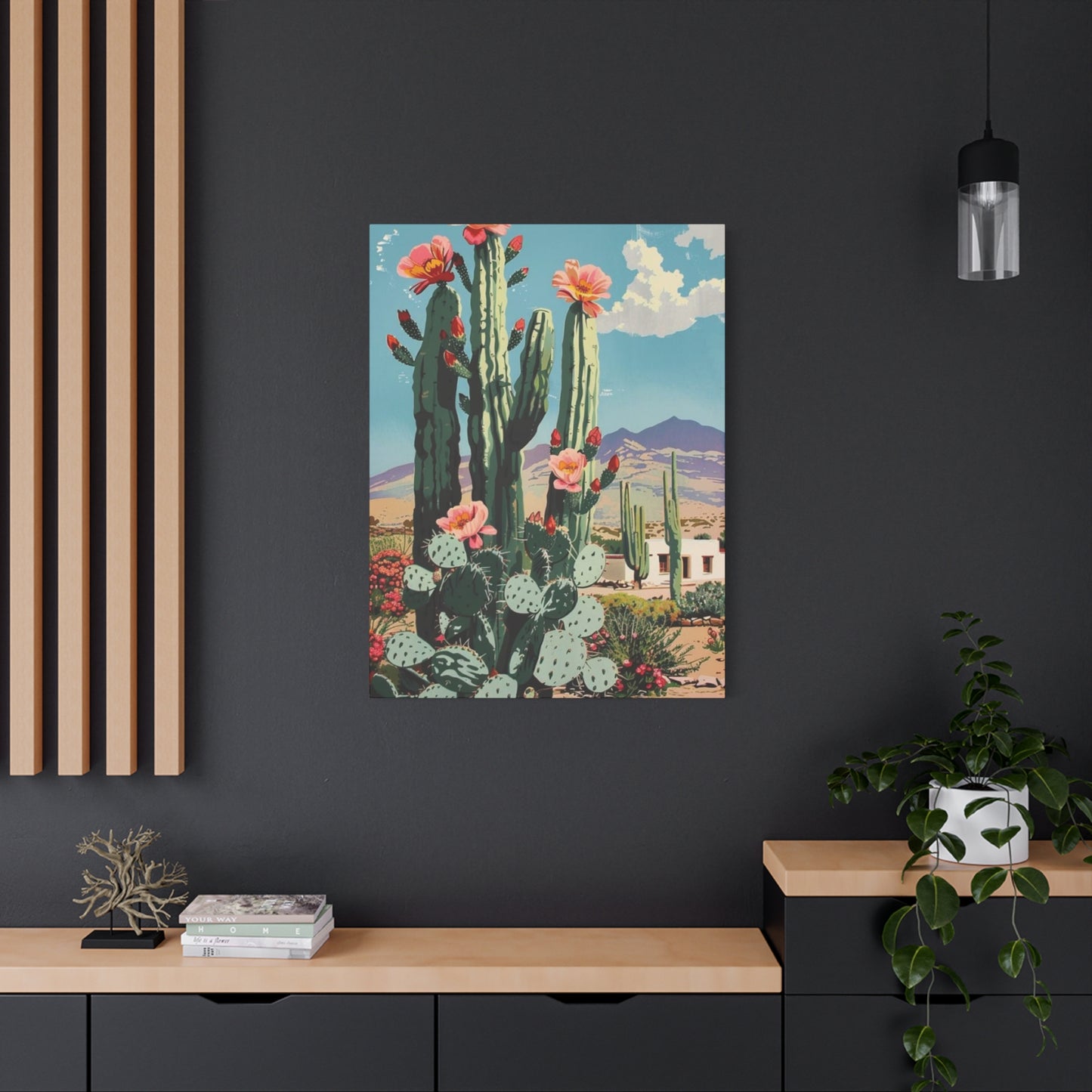 Flower Cactus In A Desert Wall Art & Canvas Prints