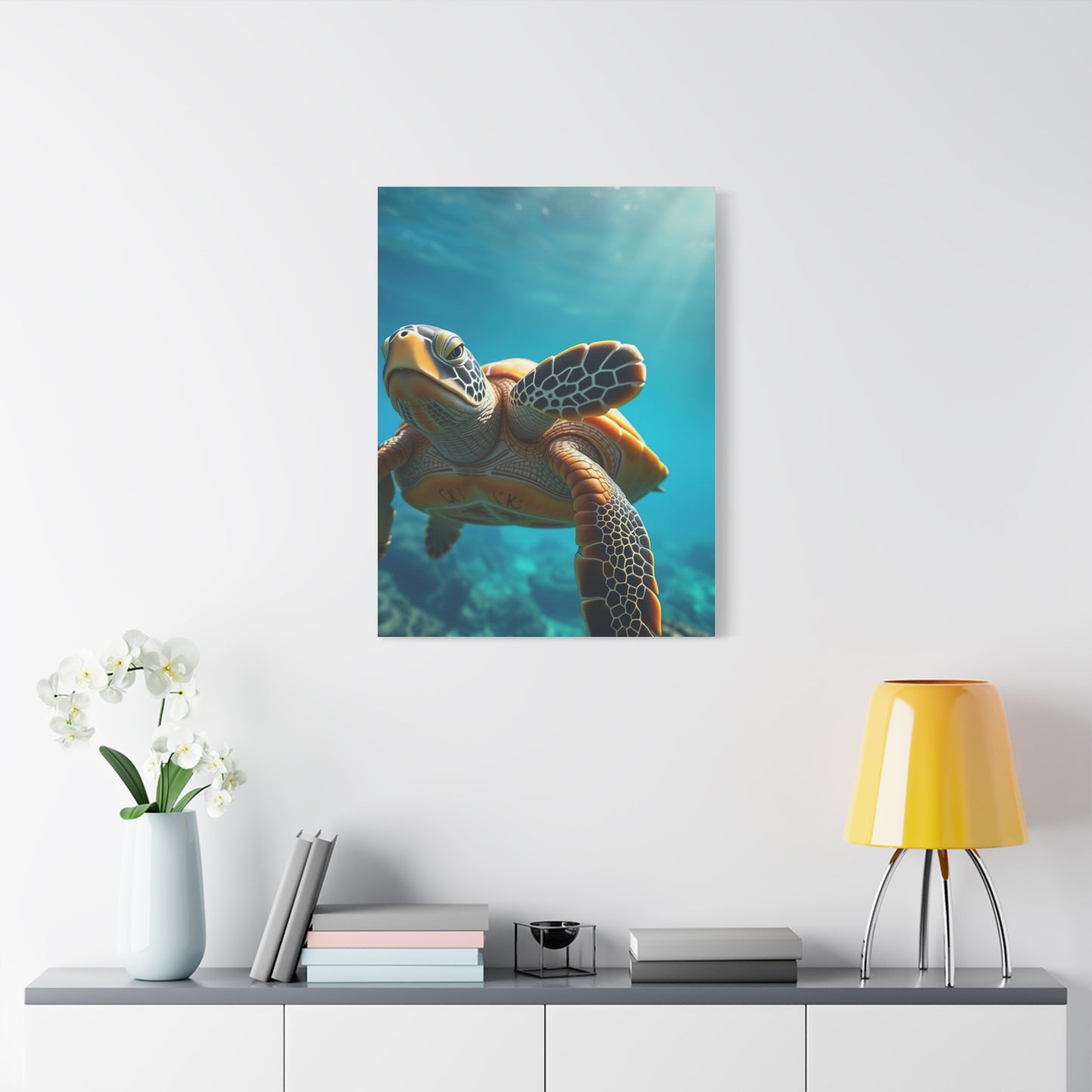 Azure Tortoise Masterpiece Wall Art & Canvas Print