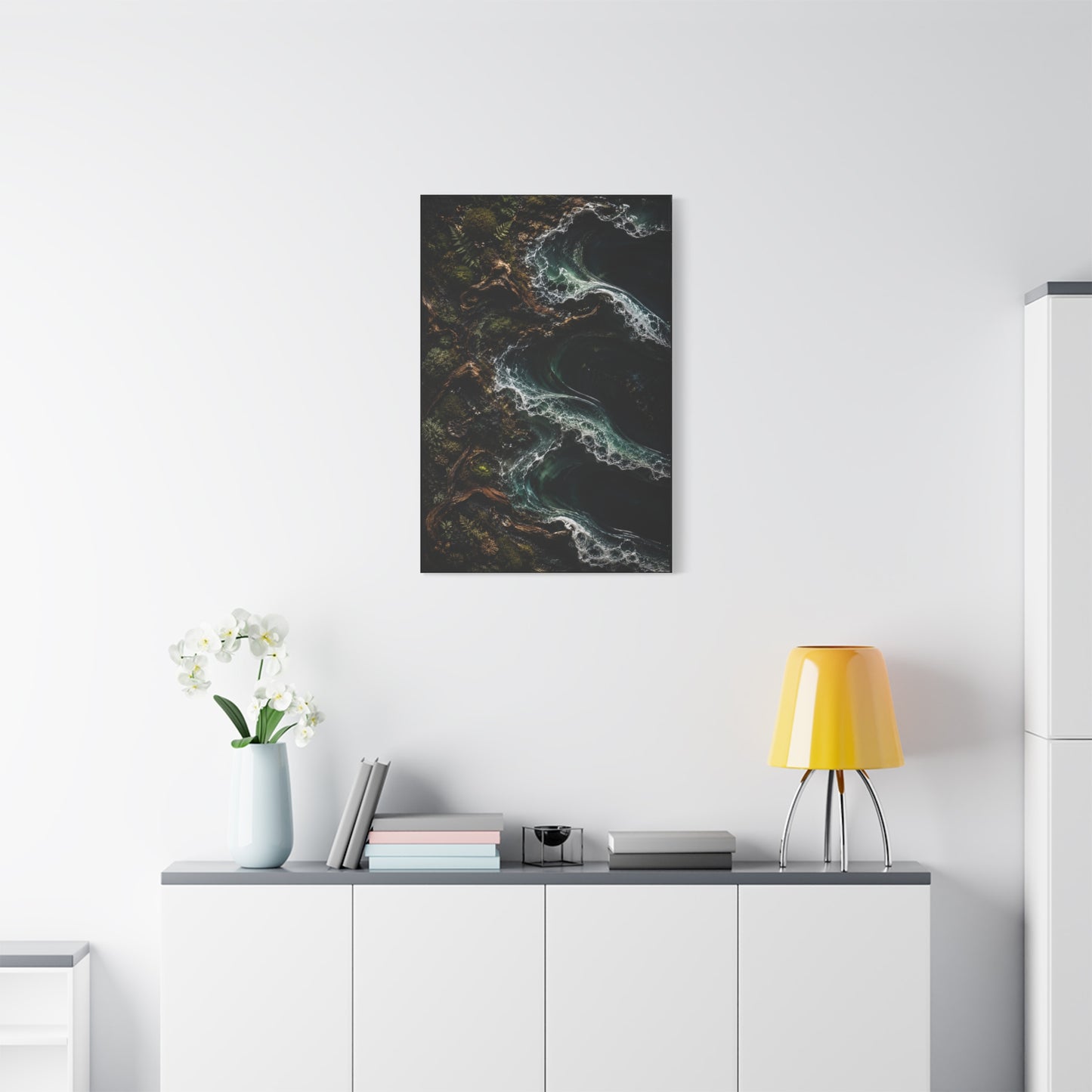 Dark Biophilic Coastal Wave Composition Wall Art & Canvas Print