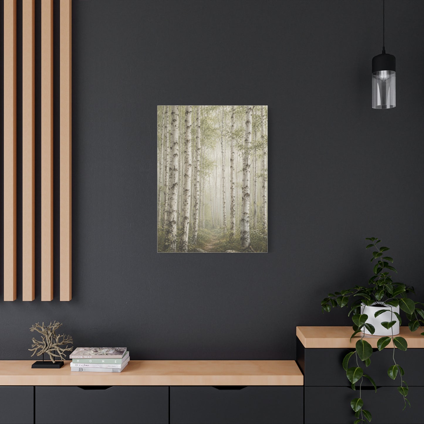 Light Birch Woodland Minimal Landscape Trees Wall Art & Canvas Print