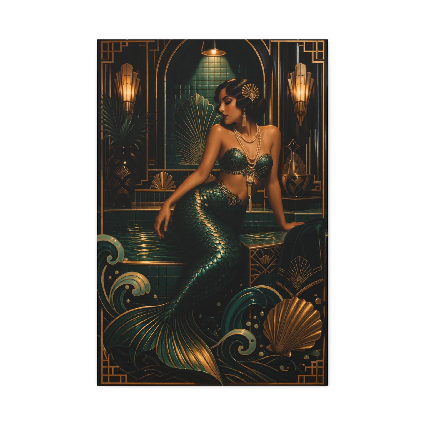 Art Deco Emerald Mermaid Luxe Wall Art & Canvas Print