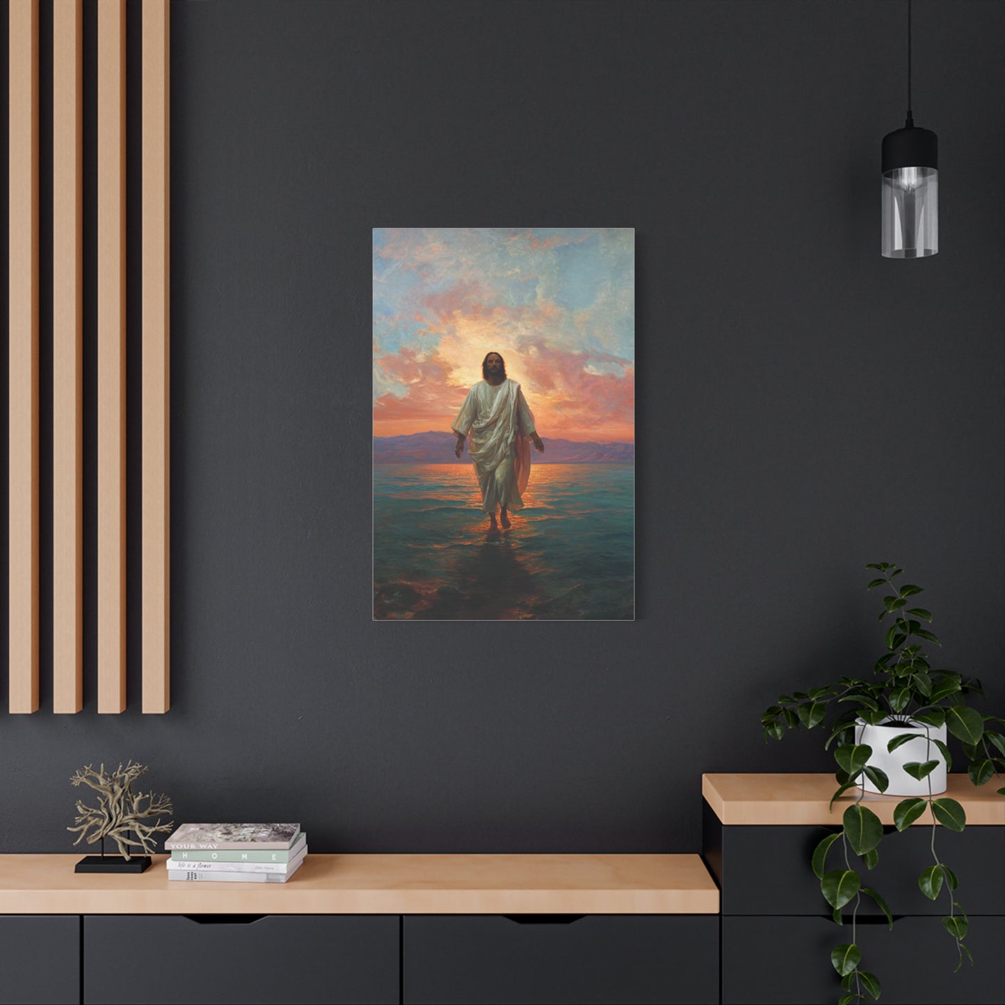 Jesus Walking on the Sea at Sunset Wall Art & Canvas Print