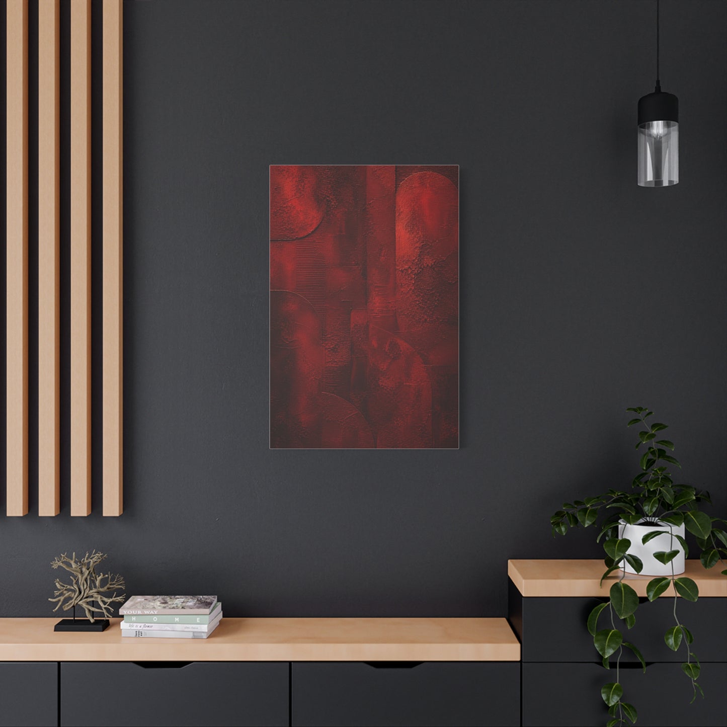 Sculptural Red Plaster Geometry Wall Art & Canvas Print