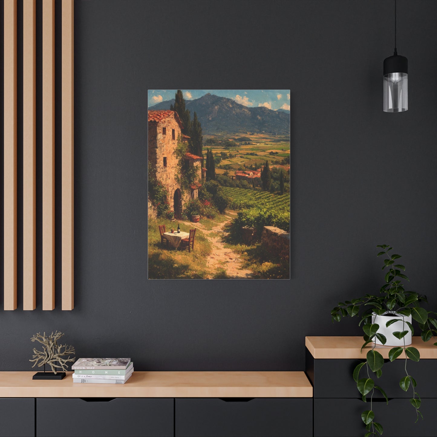 Tuscan Vineyard Farmhouse Lunch Scene Wall Art & Canvas Print