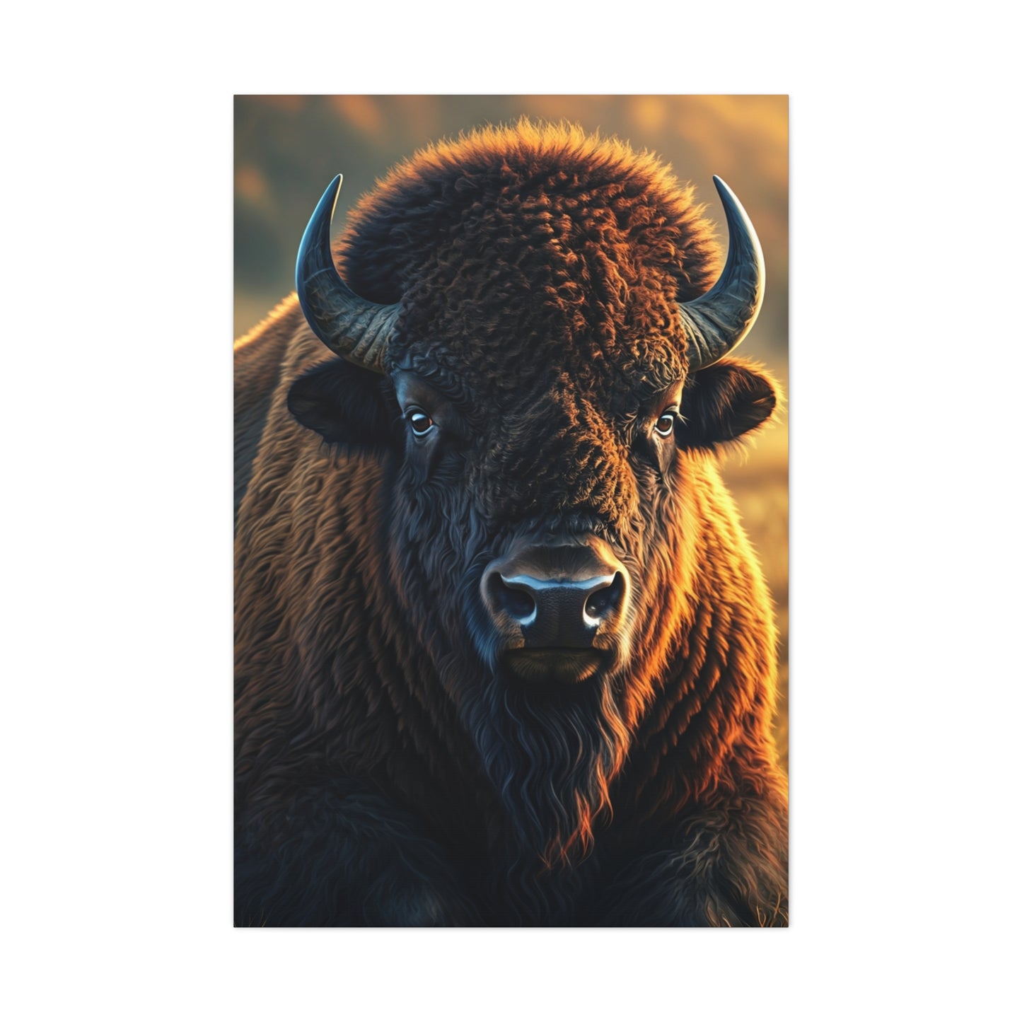 Warm Copper-Toned American Bison Portrait Wall Art & Canvas Print