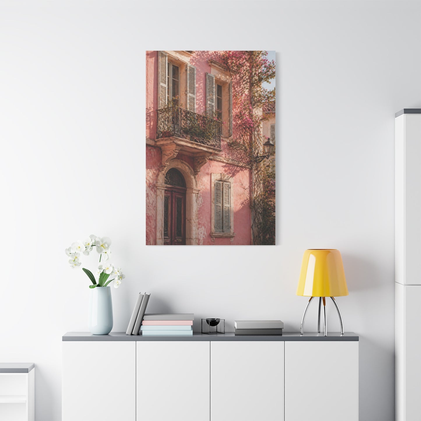Romantic European Pink Facade Wall Art & Canvas Print