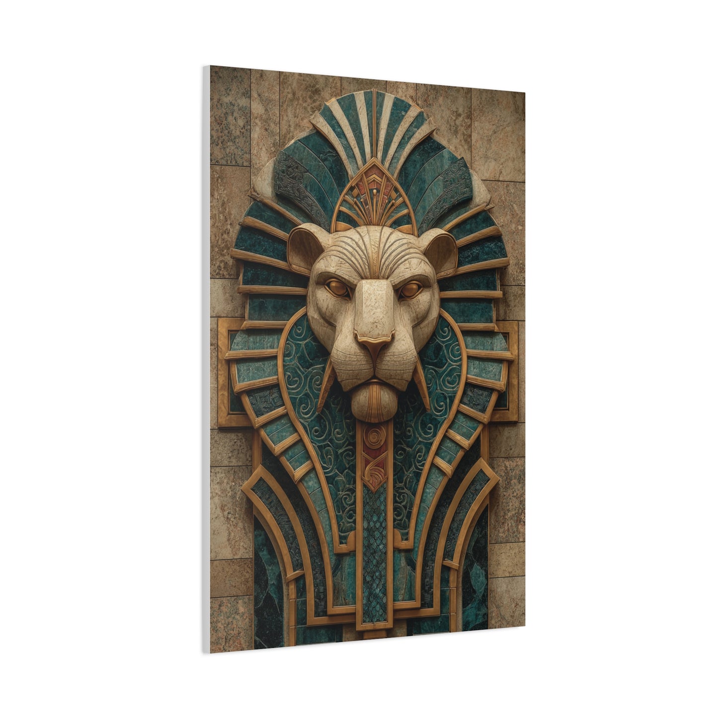 Art Deco Lion Architectural Relief Wall Art & Canvas Print