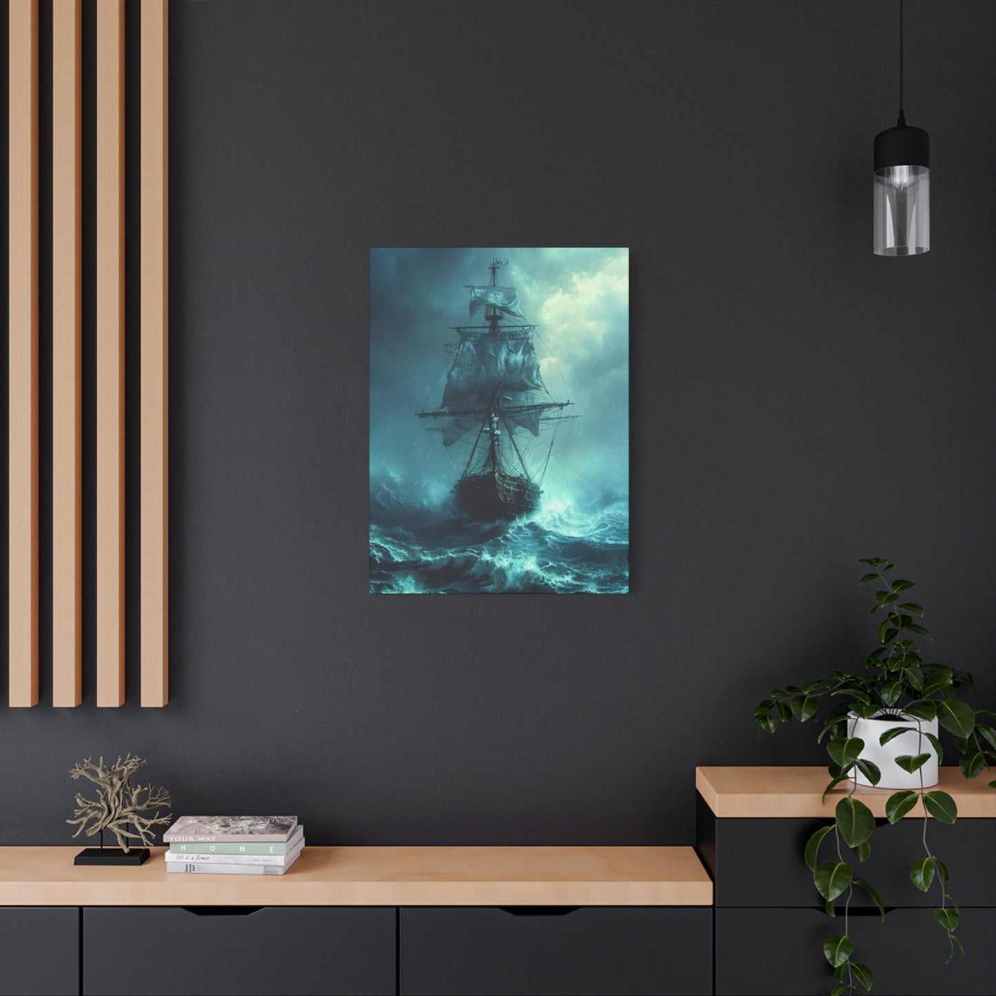 Sailing Ship In Dark Drawing Wall Art & Canvas Prints