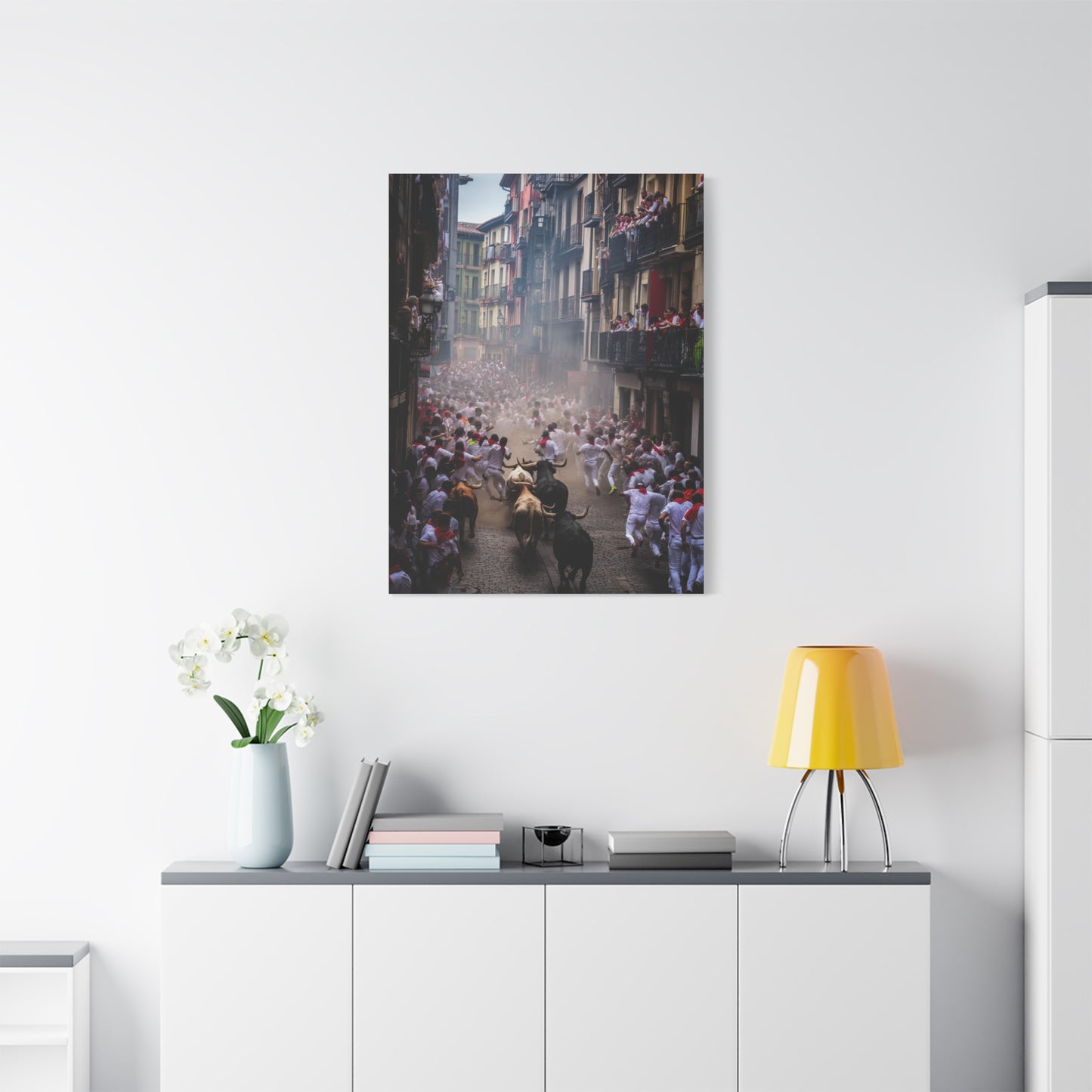 Pamplona Festival Bull Run Wall Art & Canvas Print