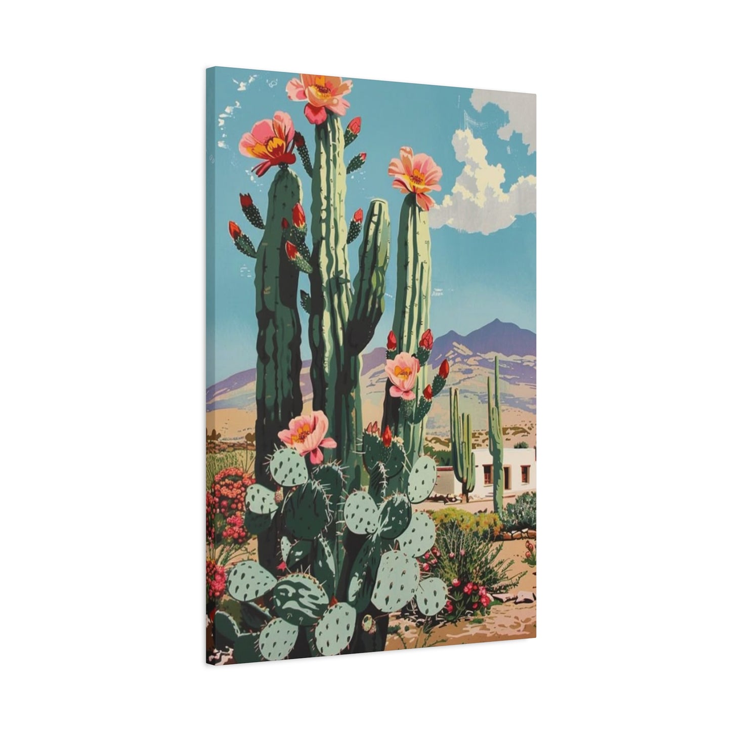 Flower Cactus In A Desert Wall Art & Canvas Prints