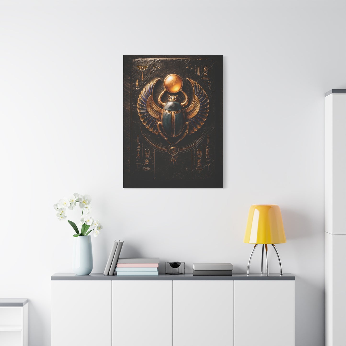 Egyptian Scarab Gold Relief Wall Art & Canvas Print