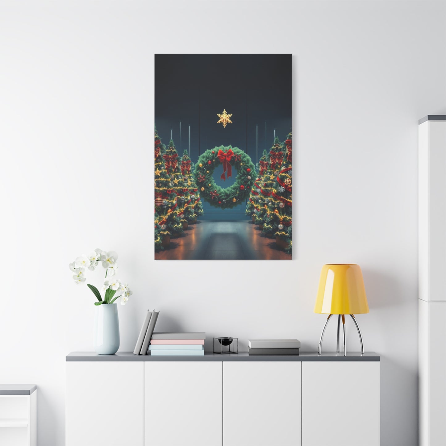 Christmas Trees & Wreath Art Luxury Canvas Wall Art & Canvas Print