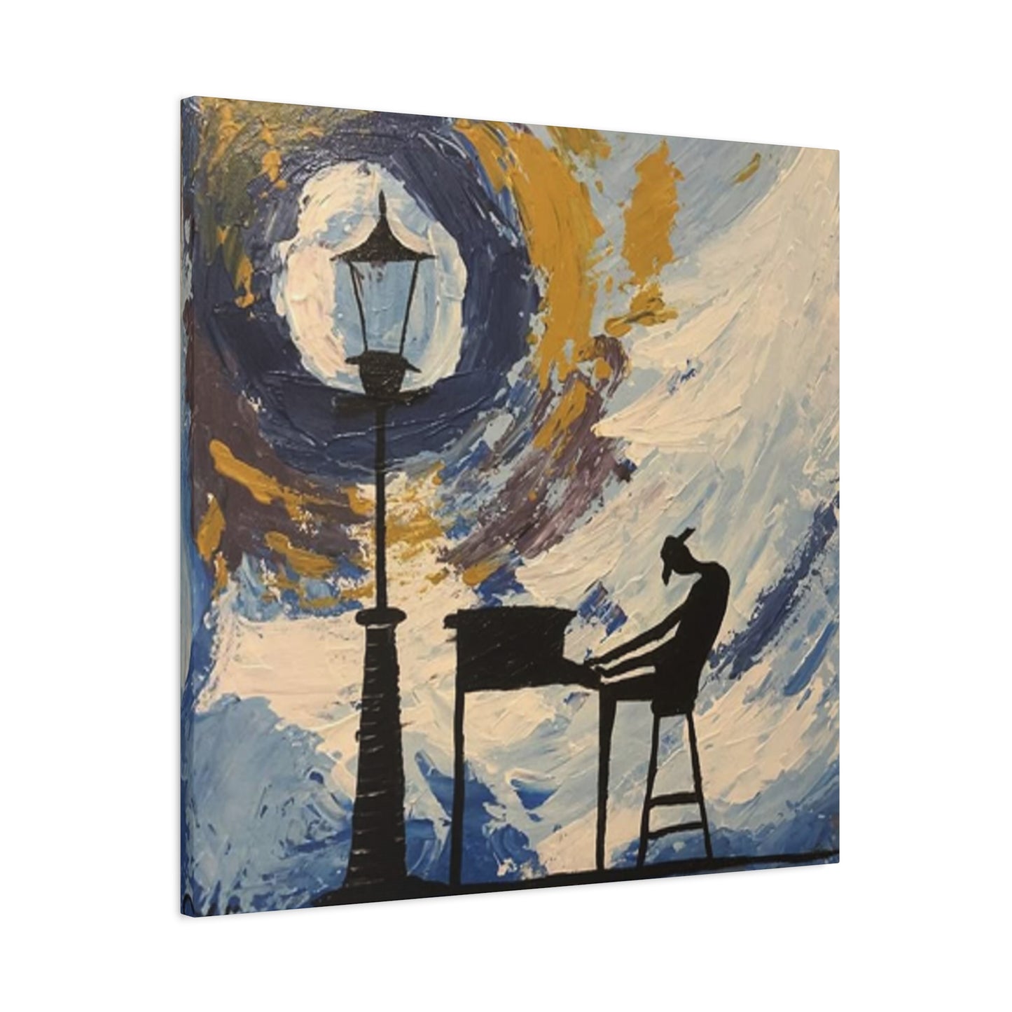 Street Light And Piano Painting Wall Art & Canvas Prints