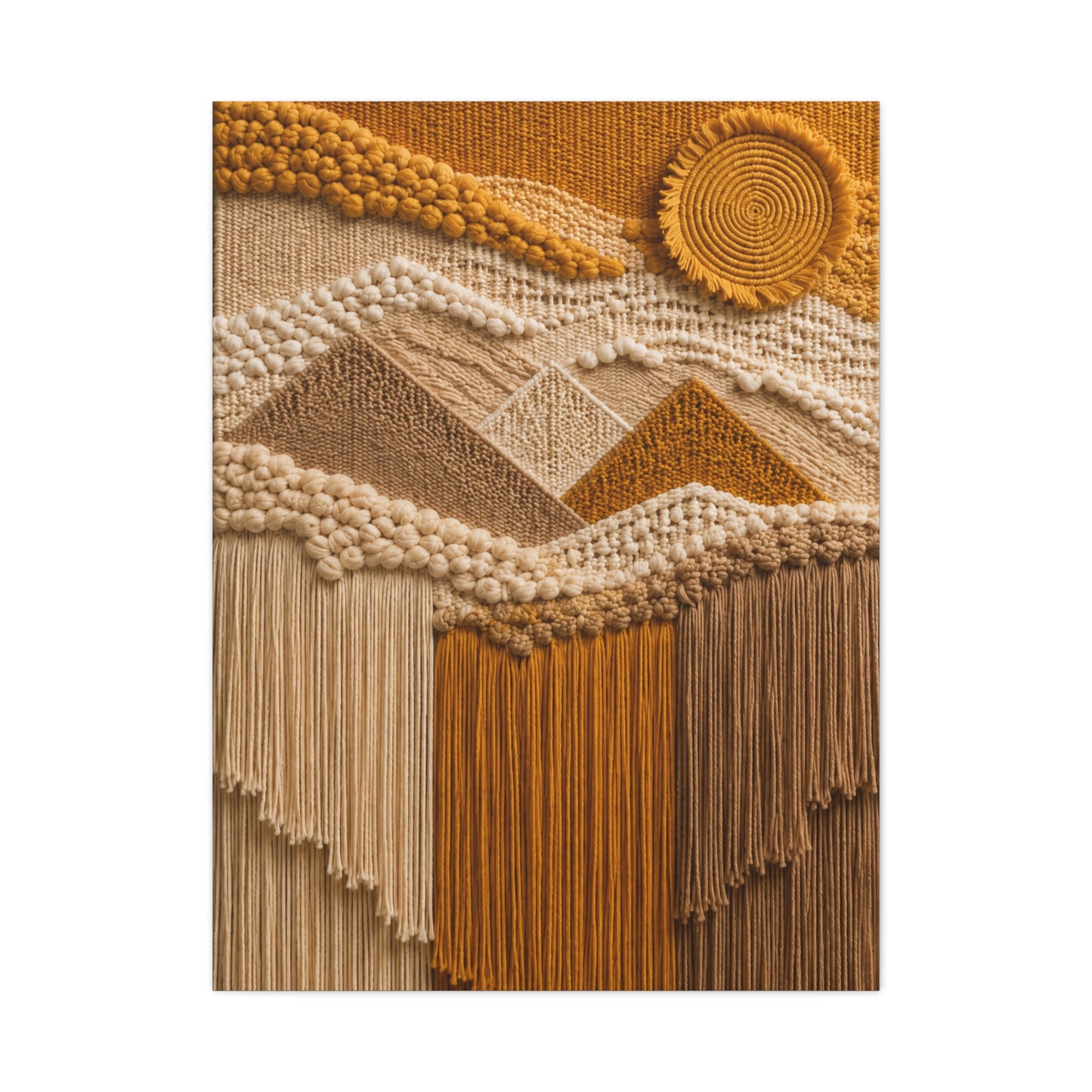 Boho Mountain Fringe Textile Hanging Wall Art & Canvas Print