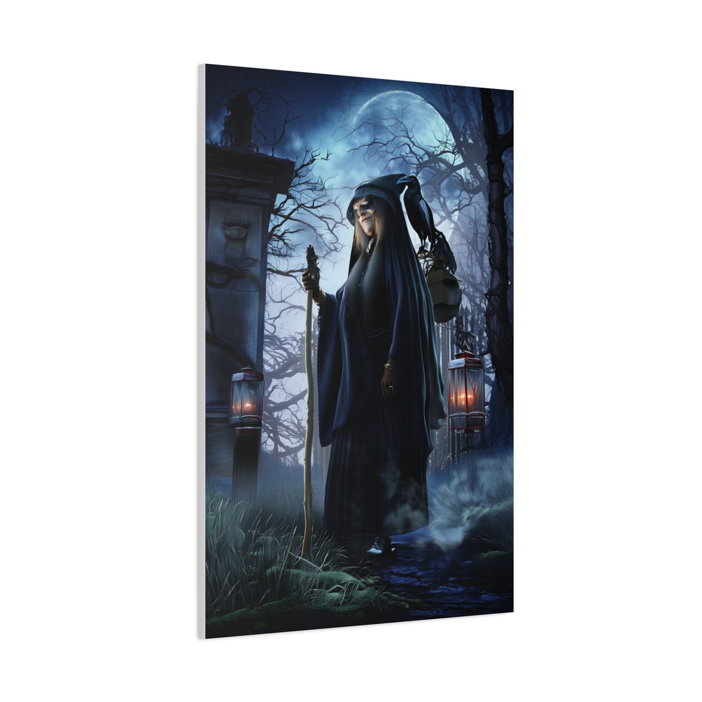 Witch with Raven Dark Fantasy Wall Art & Canvas Print