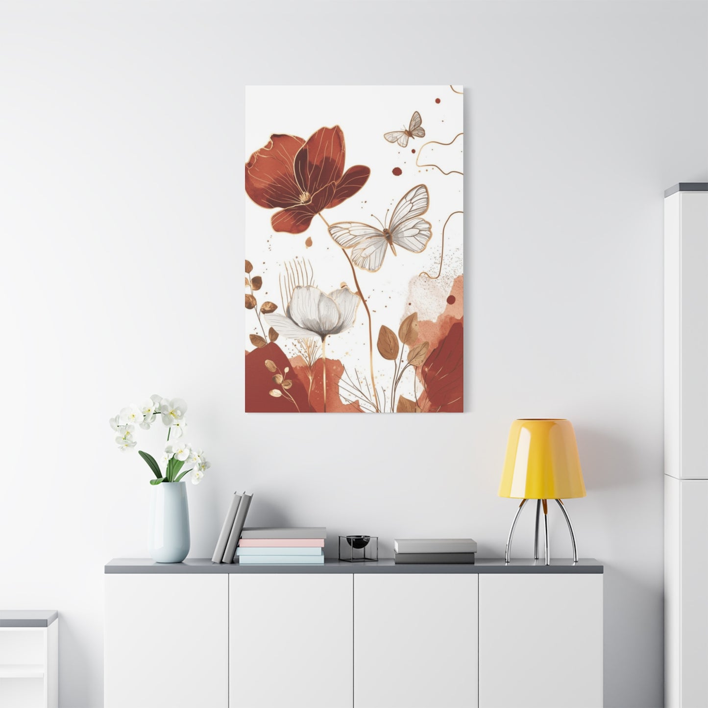Flowe and Butterfly Painting Wall Art & Canvas Prints