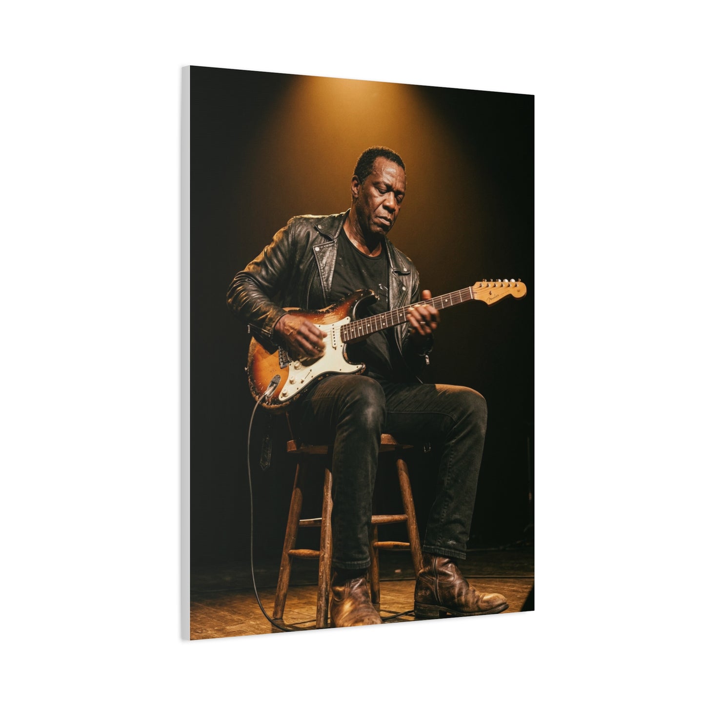 Blues Guitarist Intimate Spotlight Wall Art & Canvas Print