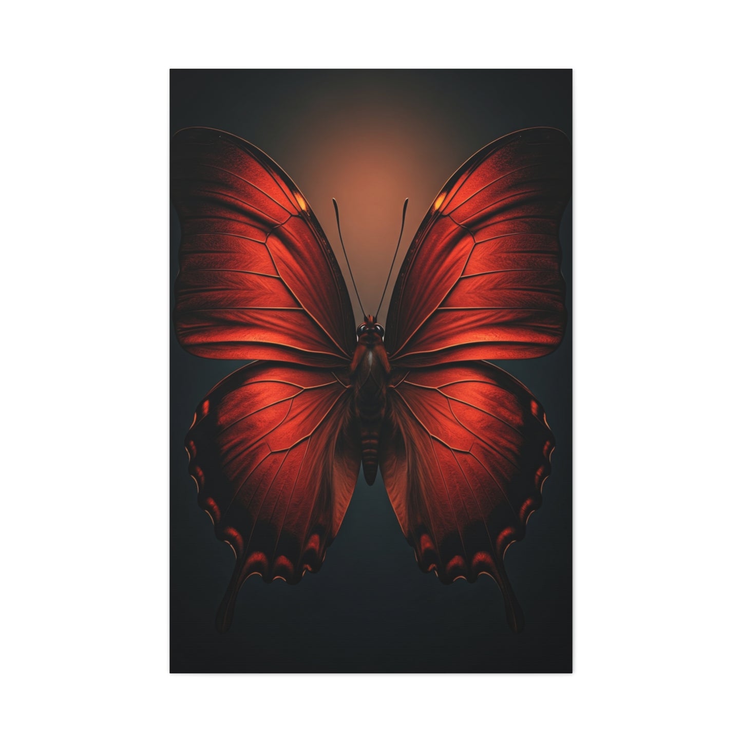 Crimson Ember Butterfly Symmetry Wall Art & Canvas Prints