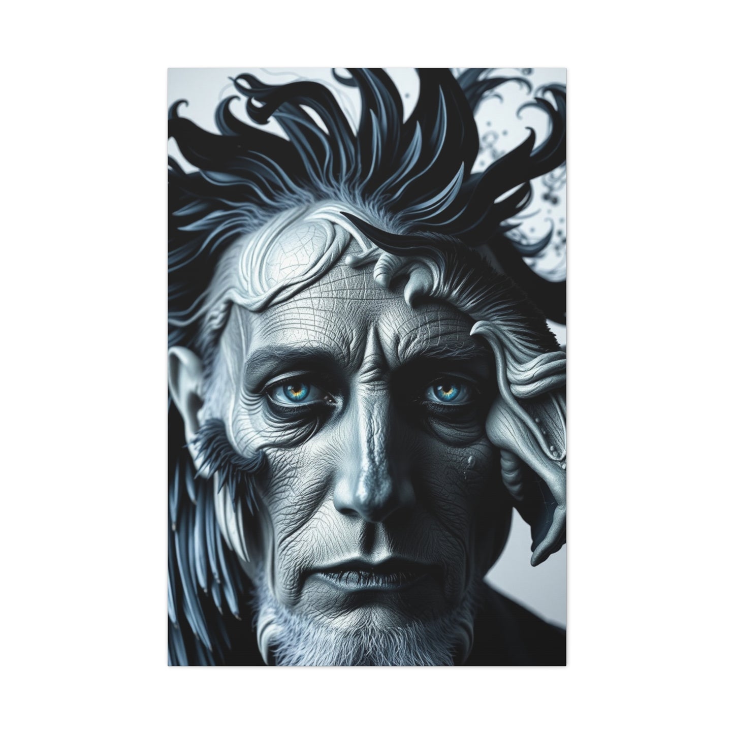 Masterpiece Black, White & Blue Art Vision Wall Art & Canvas Print