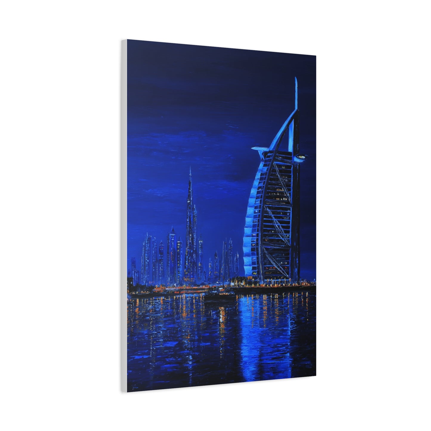 Dubai Skyline Blue Night Luxury Wall Art & Canvas Print