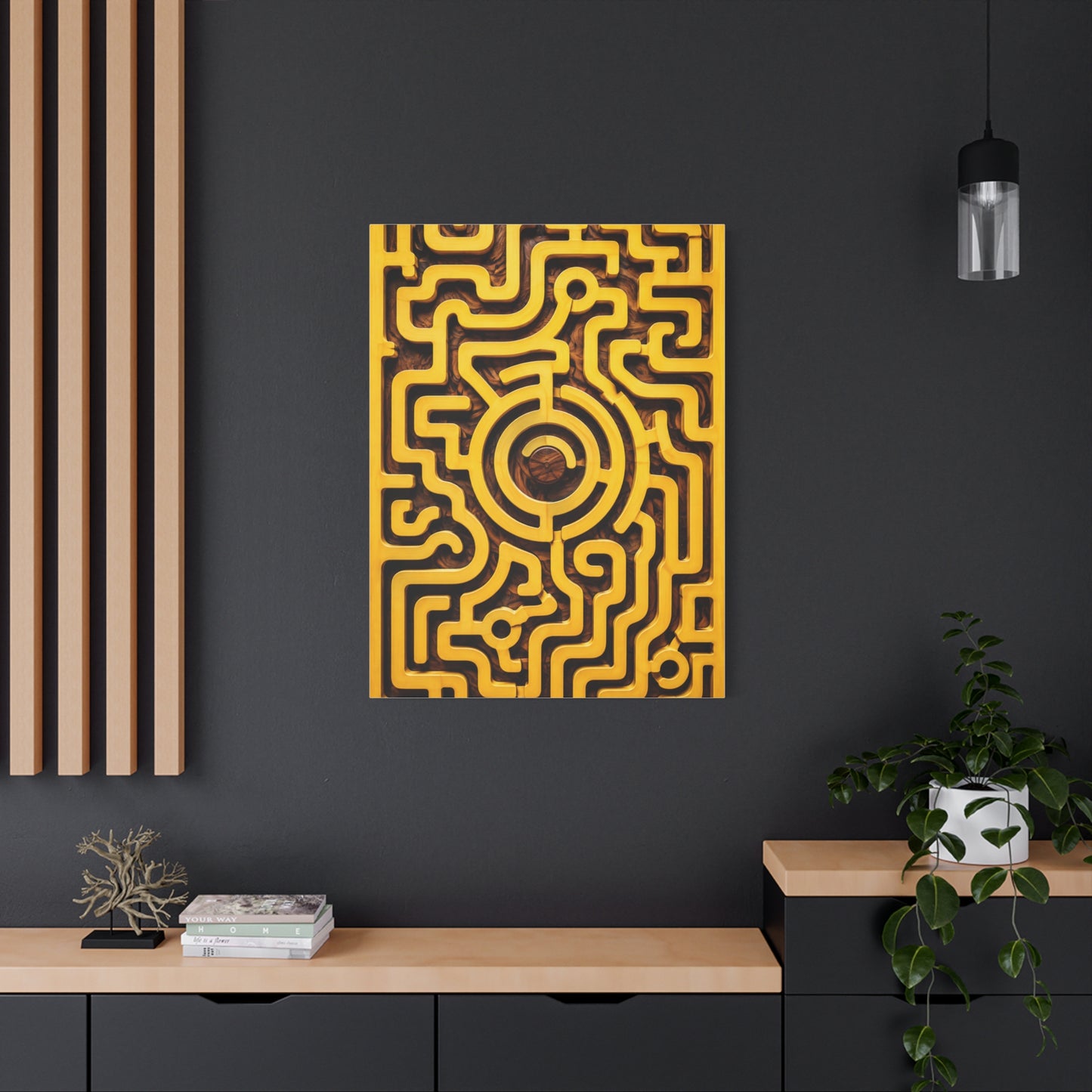 Interactive Yellow Maze Geometric Panel Wall Art & Canvas Print