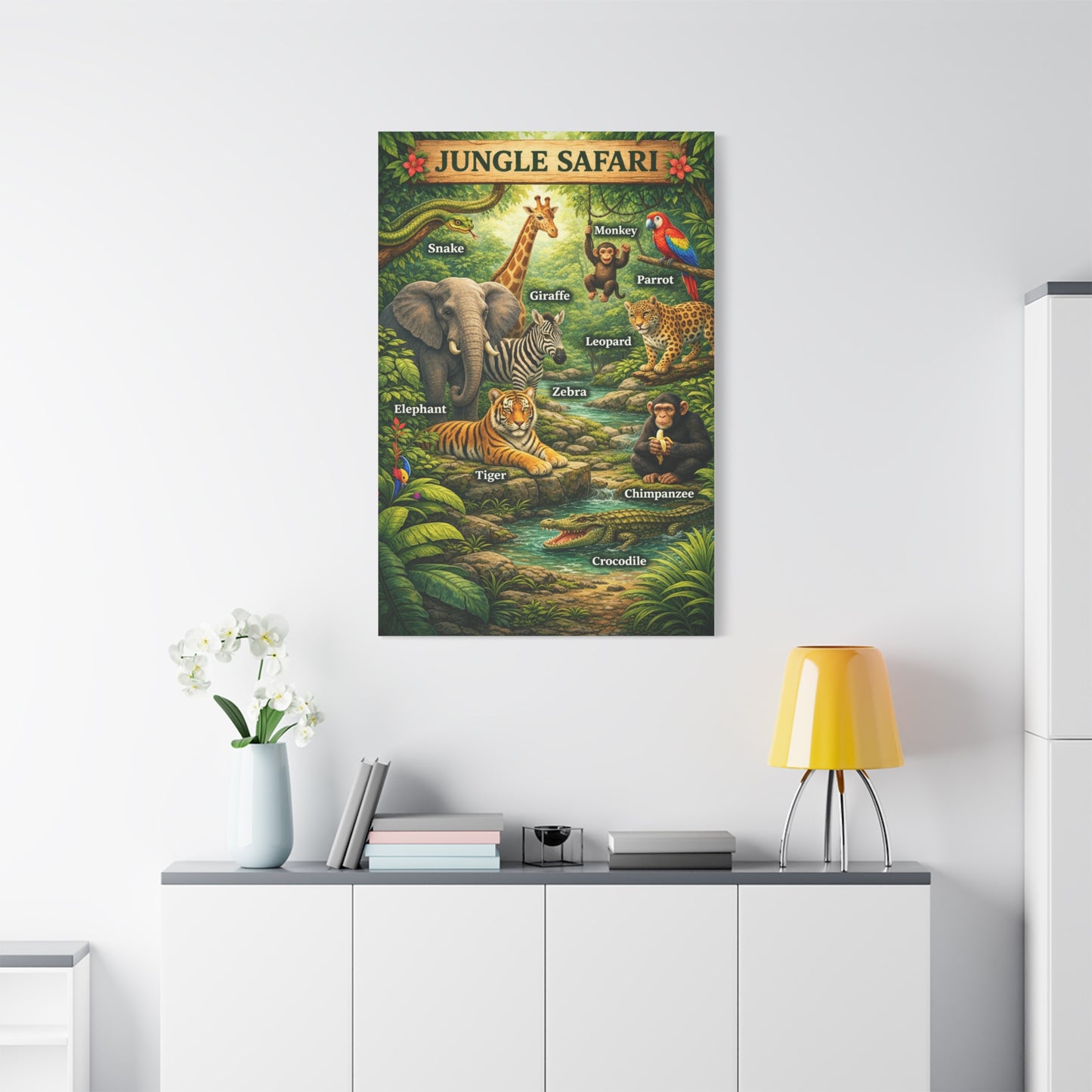 Jungle Safari Adventure Learning Poster Wall Art & Canvas Print