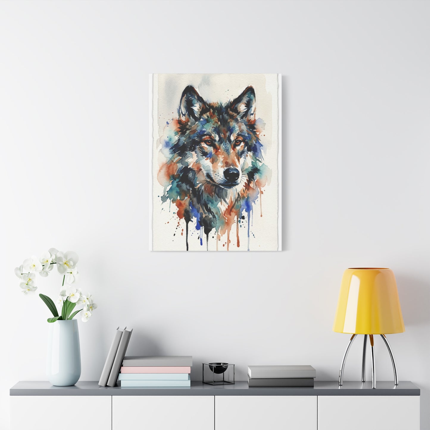Watercolor Expression Wolf Portrait Abstract Wall Art & Canvas Print