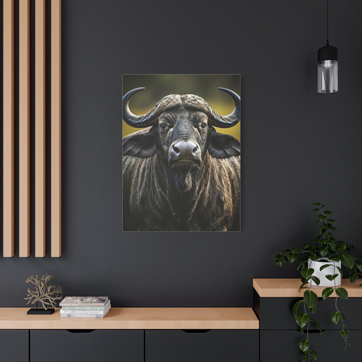 Golden Rim-Lit Buffalo Portrait Wall Art & Canvas Print