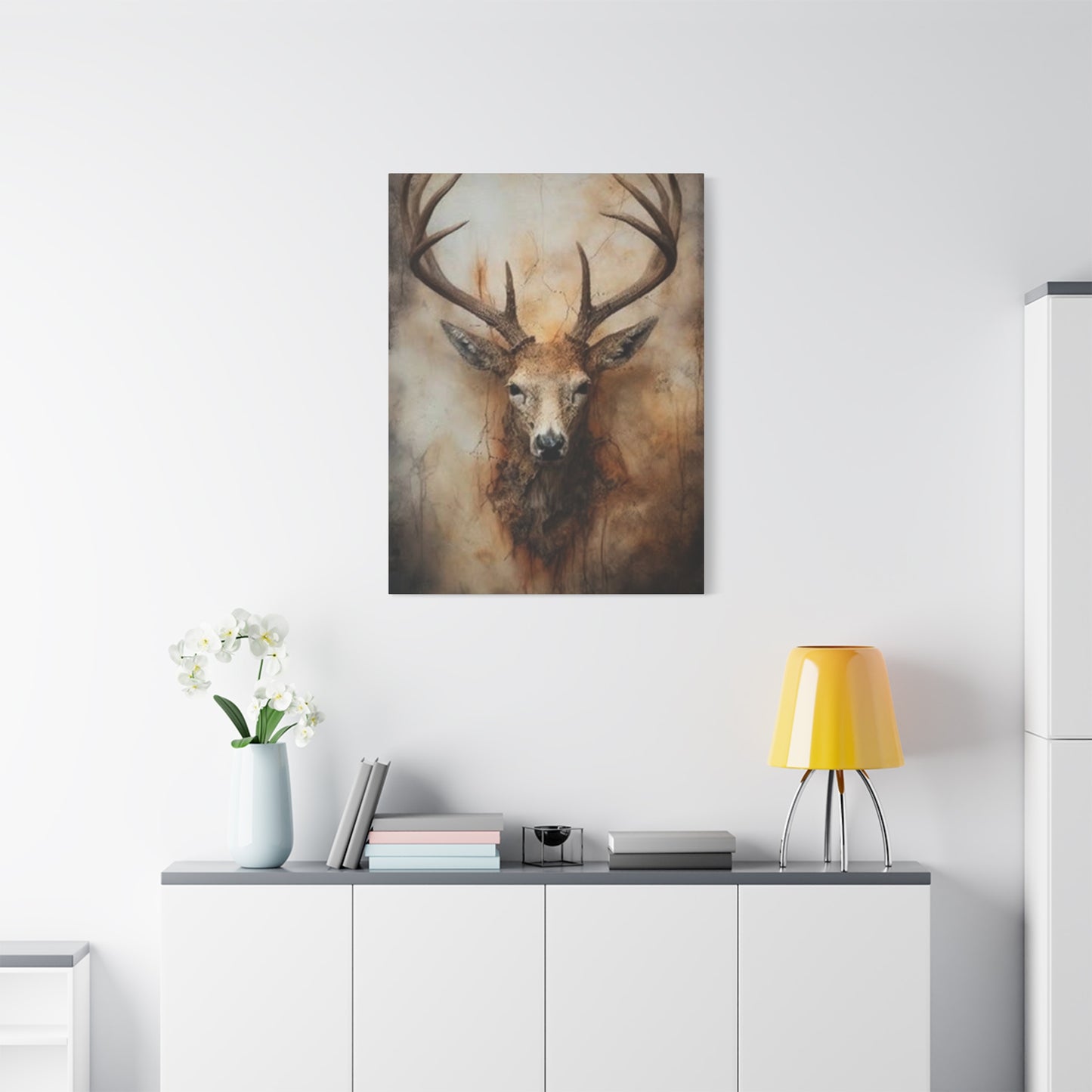 Reindeer Head Painting Wall Art & Canvas Prints