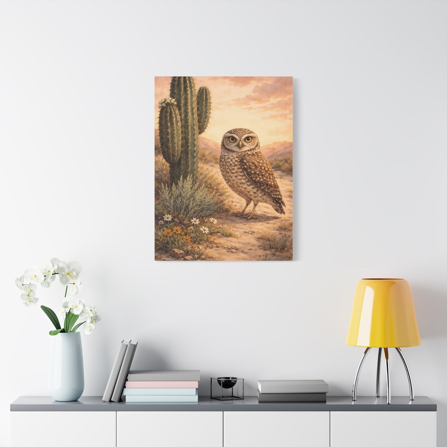 Desert Burrowing Owl Landscape Wall Art & Canvas Print