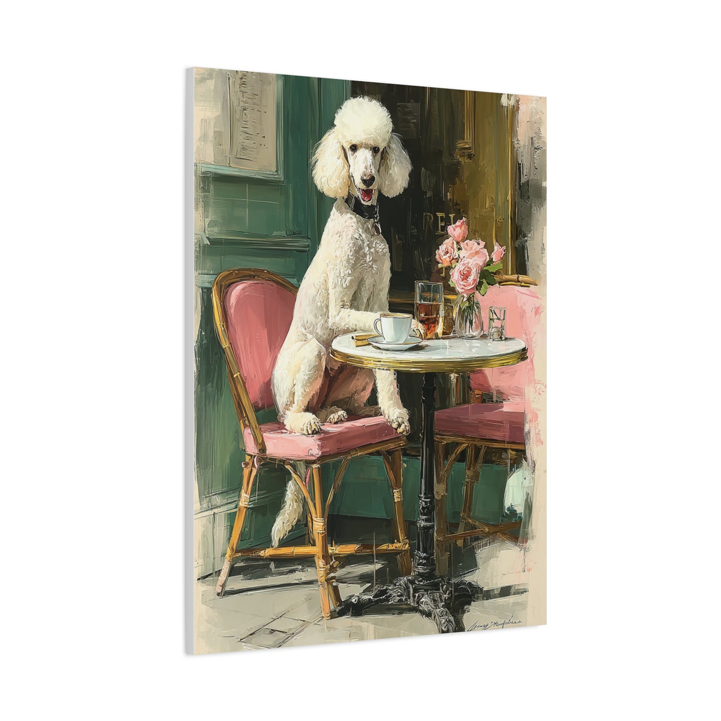 Paris Café Poodle Portrait Wall Art & Canvas Print