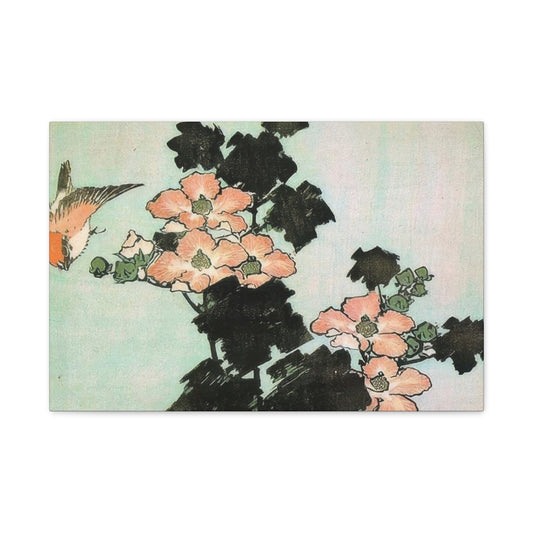 Katsushika Hokusai Hibiscus And Sparrow Wall Art & Canvas Prints