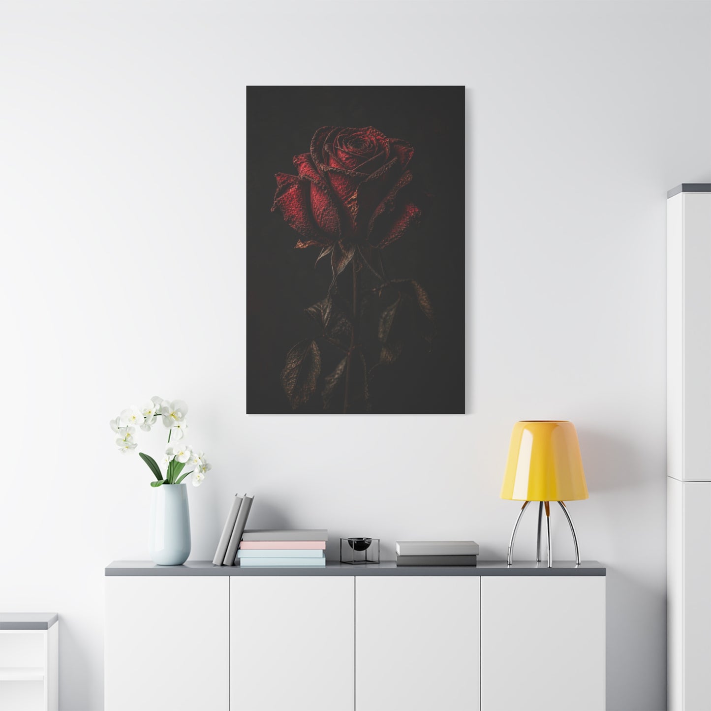 Dark Crimson Rose Still Life Wall Art & Canvas Print