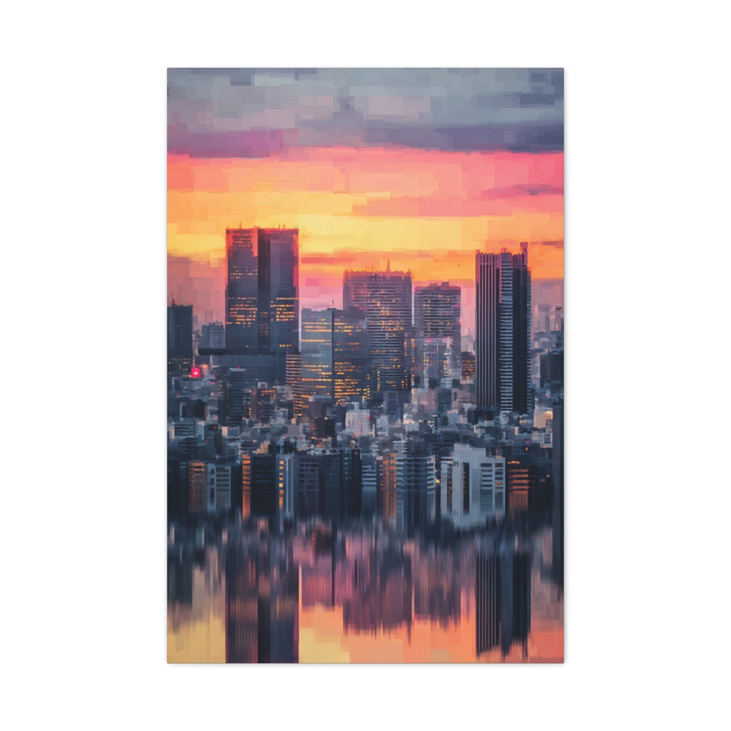 Tokyo Skyline Twilight Reflection Wall Art & Canvas Print