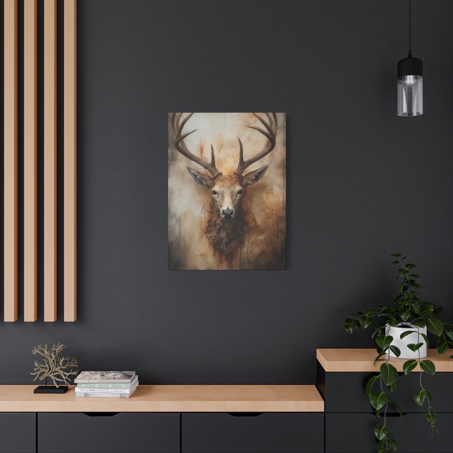 Reindeer Head Painting Wall Art & Canvas Prints