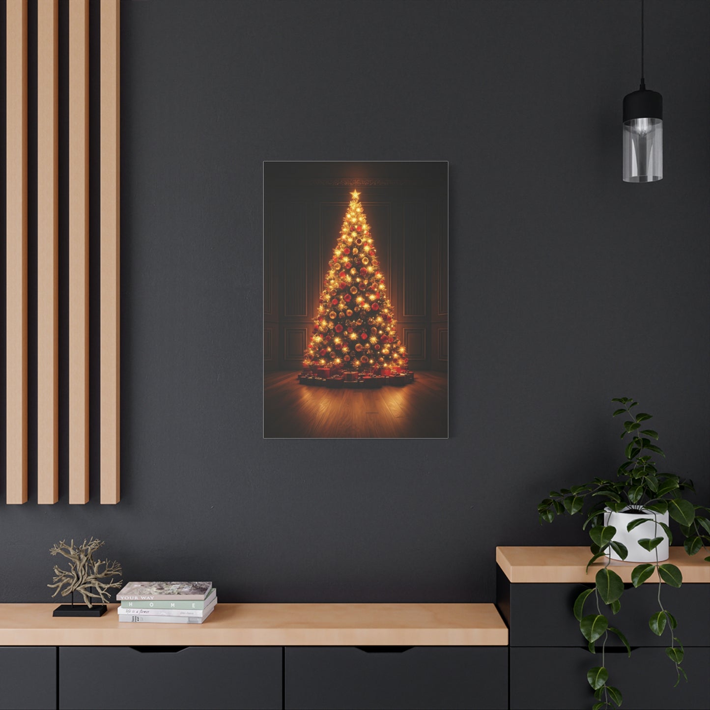 Golden Christmas Tree Glow Wall Art & Canvas Print