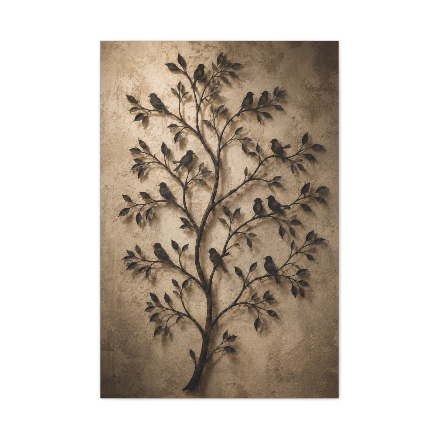 Minimal Metal Branch Birds Silhouette Trees Wall Art & Canvas Print