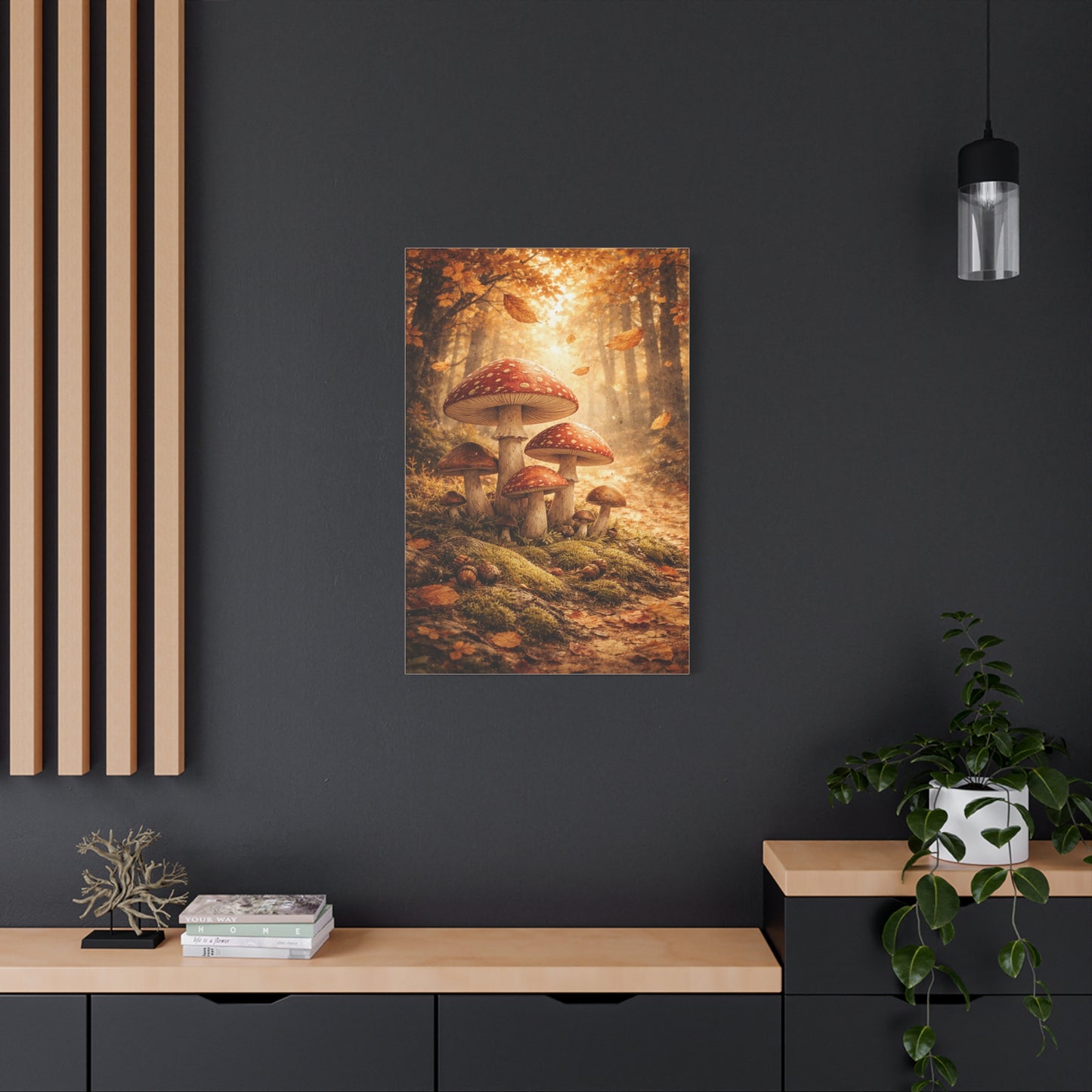 Magical Autumn Amanita Mushroom Forest Wall Art & Canvas Print