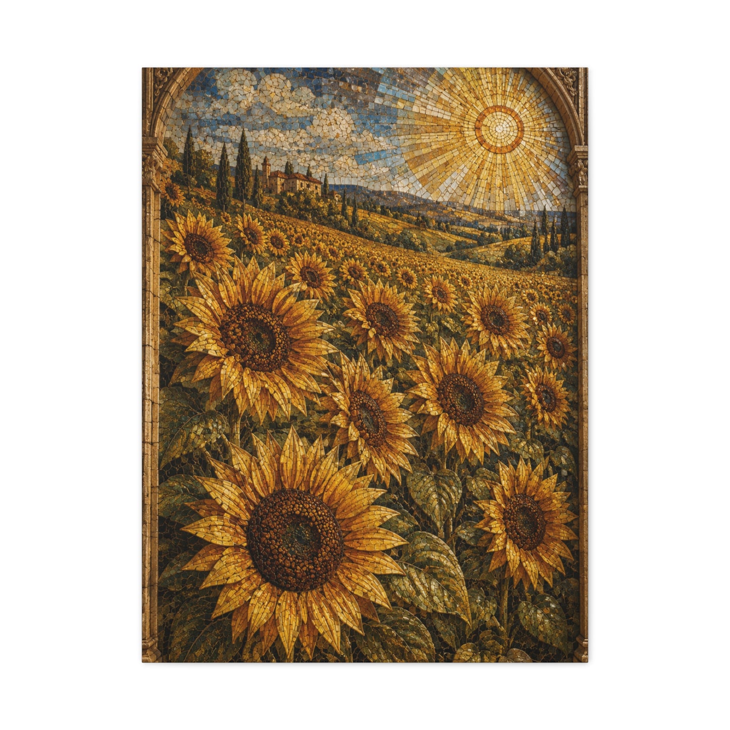Architectural Mosaic Sunflower Field Wall Art & Canvas Print