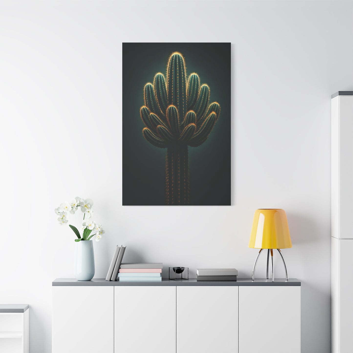 Golden Saguaro Cactus Desert Silhouette Wall Art & Canvas Prints