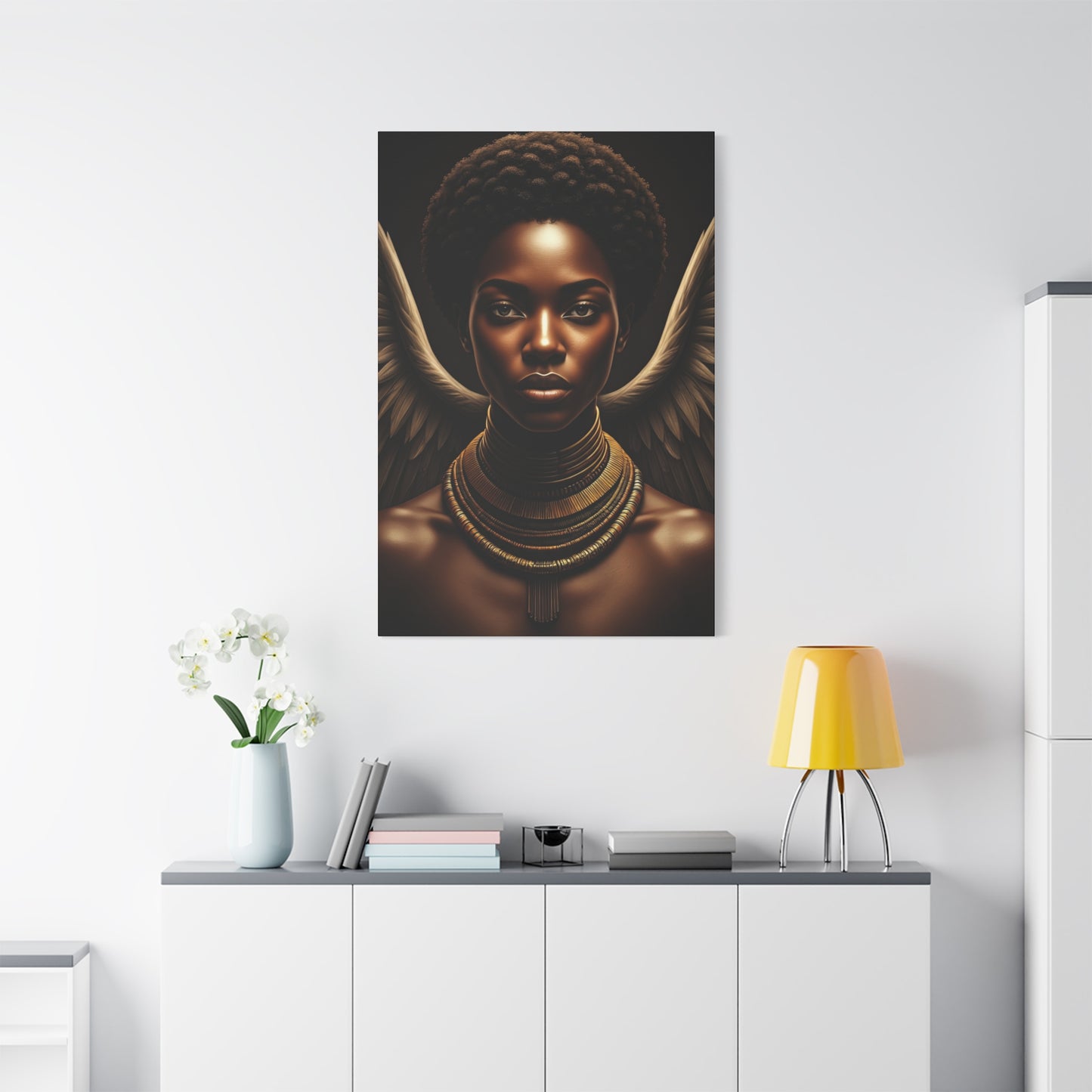 Celestial Queen with Golden Wings Wall Art & Canvas Prints