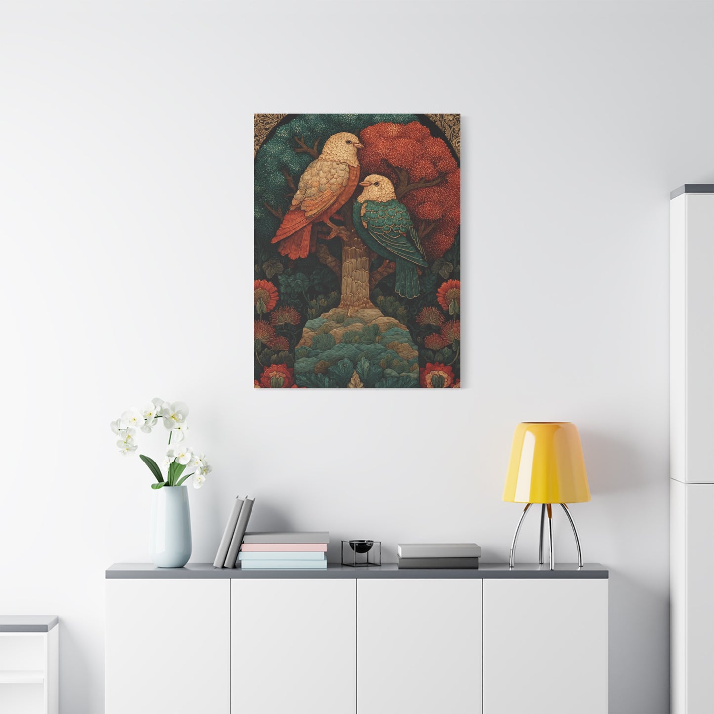 Folk Tree of Life Birds Wall Art & Canvas Print