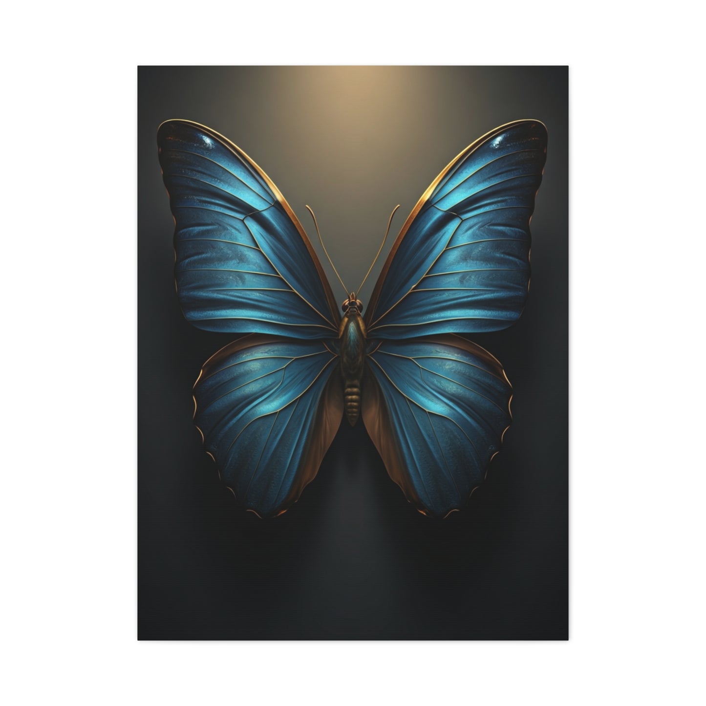 Midnight Blue Butterfly Symmetry Portrait Wall Art & Canvas Prints